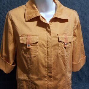 FDJ French Dressing Blouse Women's 10 Orange Full Zip